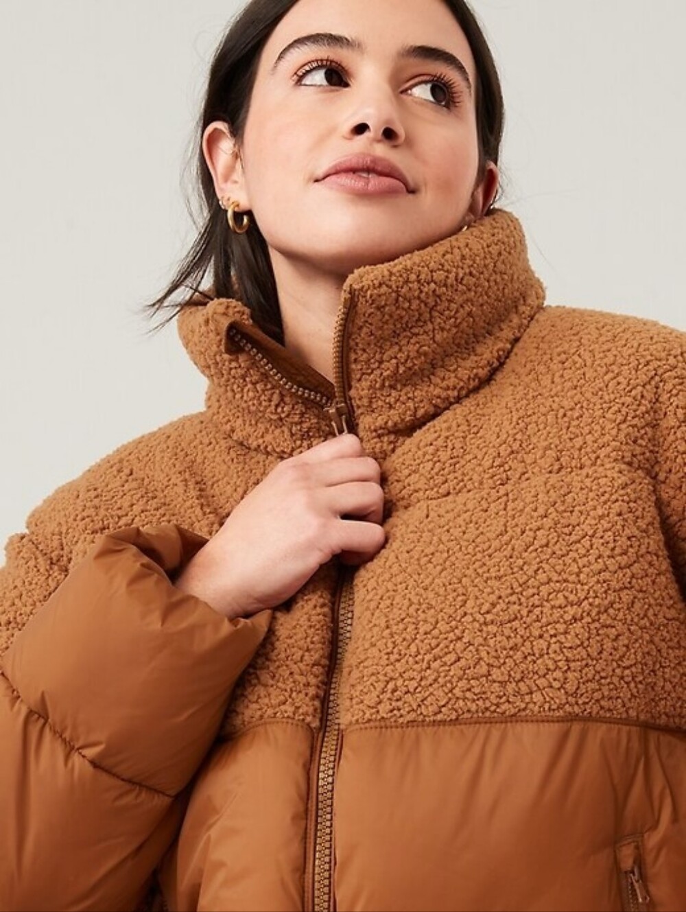 Women’s Camel Sherpa Puffer Jacket - Picture 3 of 4